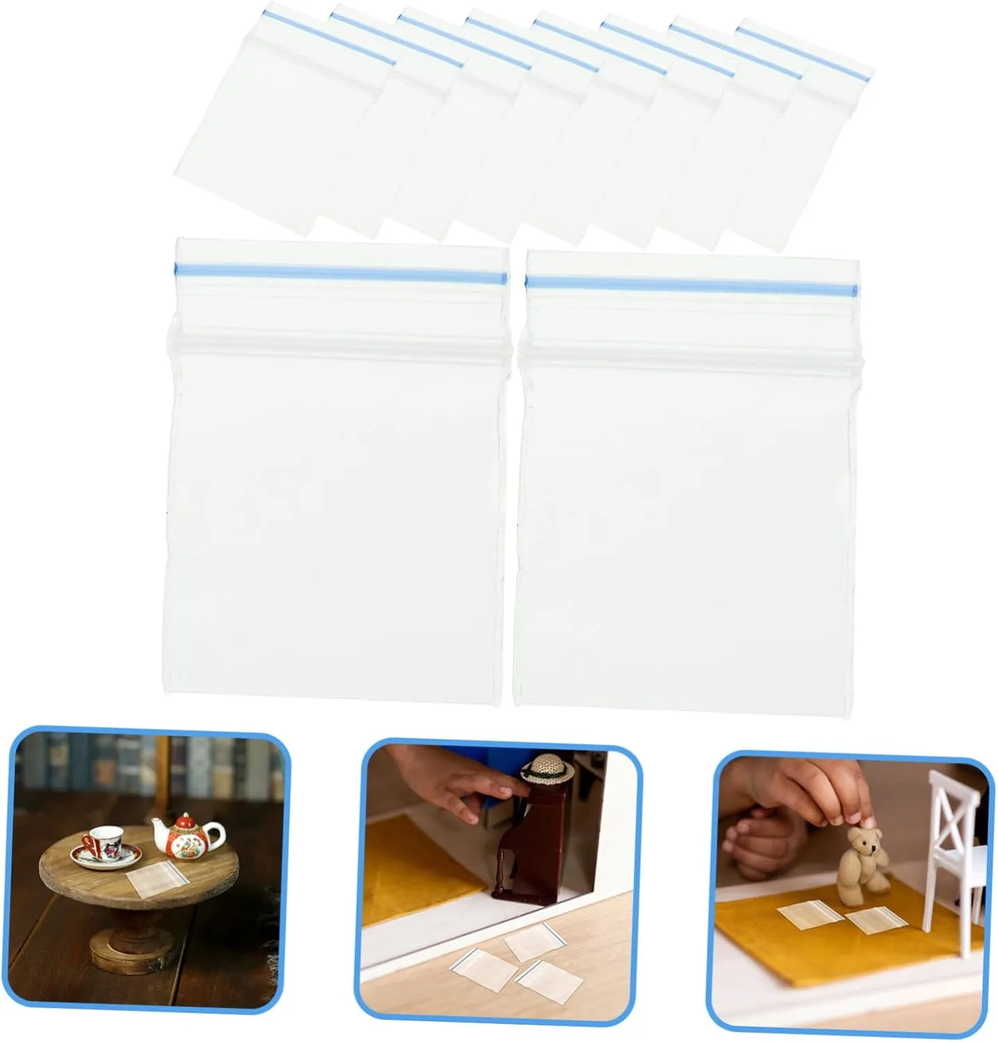 500pcs Miniature Dollhouse Storage Bags Transparent Sealing bruise fiord diffuse enemy Pouches Compact Material for Jewelry Candy Mini Items Organization for Travel Home Use Hemoton 
