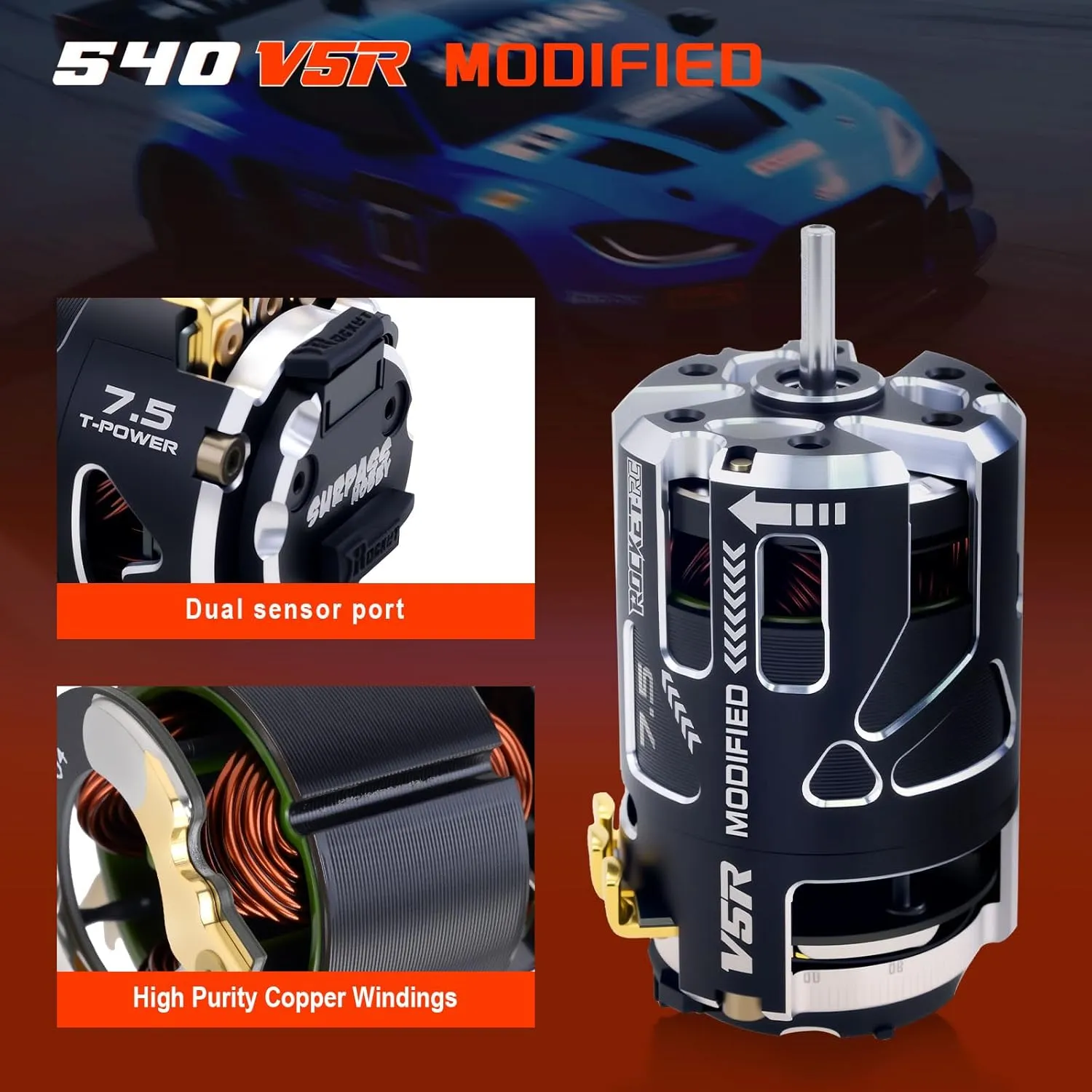 540 V5R Sensored Brushless Motor$8.5T Competition Level Motor with Shaft packed 3.175$ Modified Use for 1:10 RC Racing Car/Truck��Modified 8.5T Rocket RC 