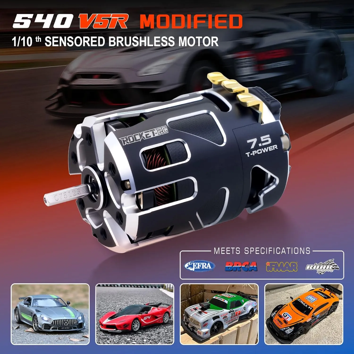 540 V5R Sensored Brushless Motor$8.5T Competition Level Motor with Shaft packed 3.175$ Modified Use for 1:10 RC Racing Car/Truck��Modified 8.5T Rocket RC 