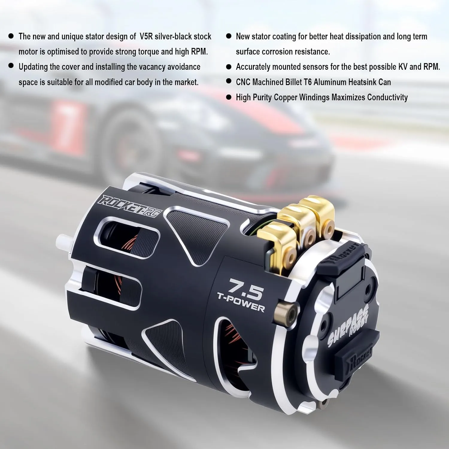 540 V5R Sensored Brushless Motor$8.5T Competition Level Motor with Shaft packed 3.175$ Modified Use for 1:10 RC Racing Car/Truck��Modified 8.5T Rocket RC 