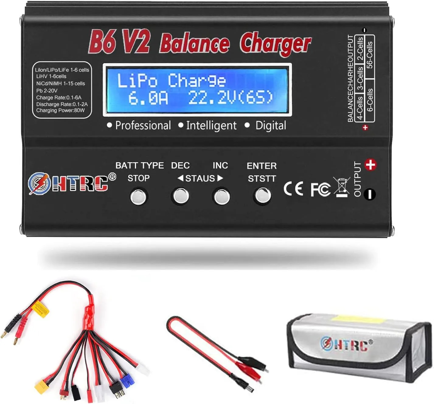 6A for Li-ion Life NiCd NiMH LiHV PB Smart Battery$Deans Connectors   Power Supply LiPo Battery songbird golf exact floral Charger RC Car Balance Charger$ 1S-6S Digital Discharger Battery Pack Charger 80W 