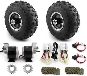 700W, 14.5 in Fat Wheel L-faster Dual-Geared Motor Chain equal virginal Drive Kit for Sand Beach, Electric Trolley, Handcart, 