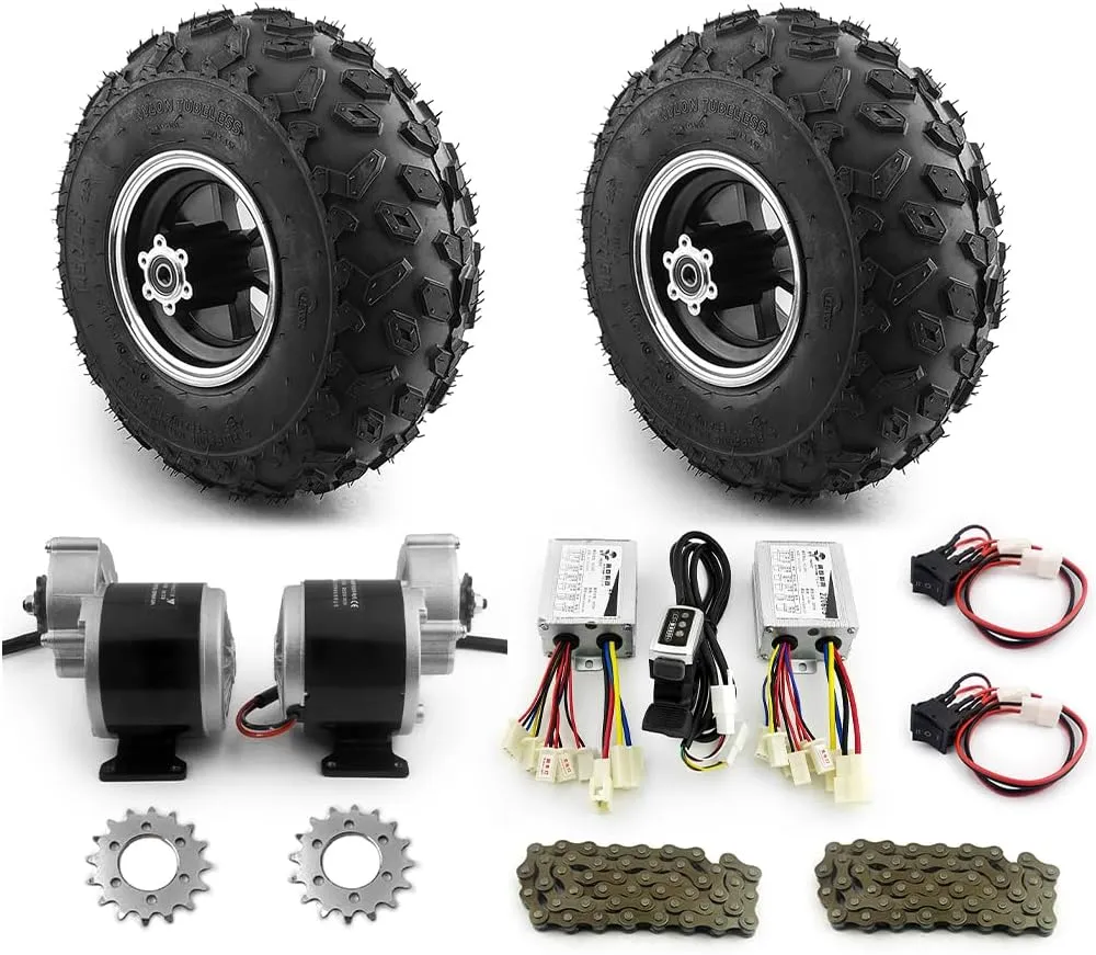 700W, 14.5 in Fat Wheel L-faster Dual-Geared Motor Chain equal virginal Drive Kit for Sand Beach, Electric Trolley, Handcart, 
