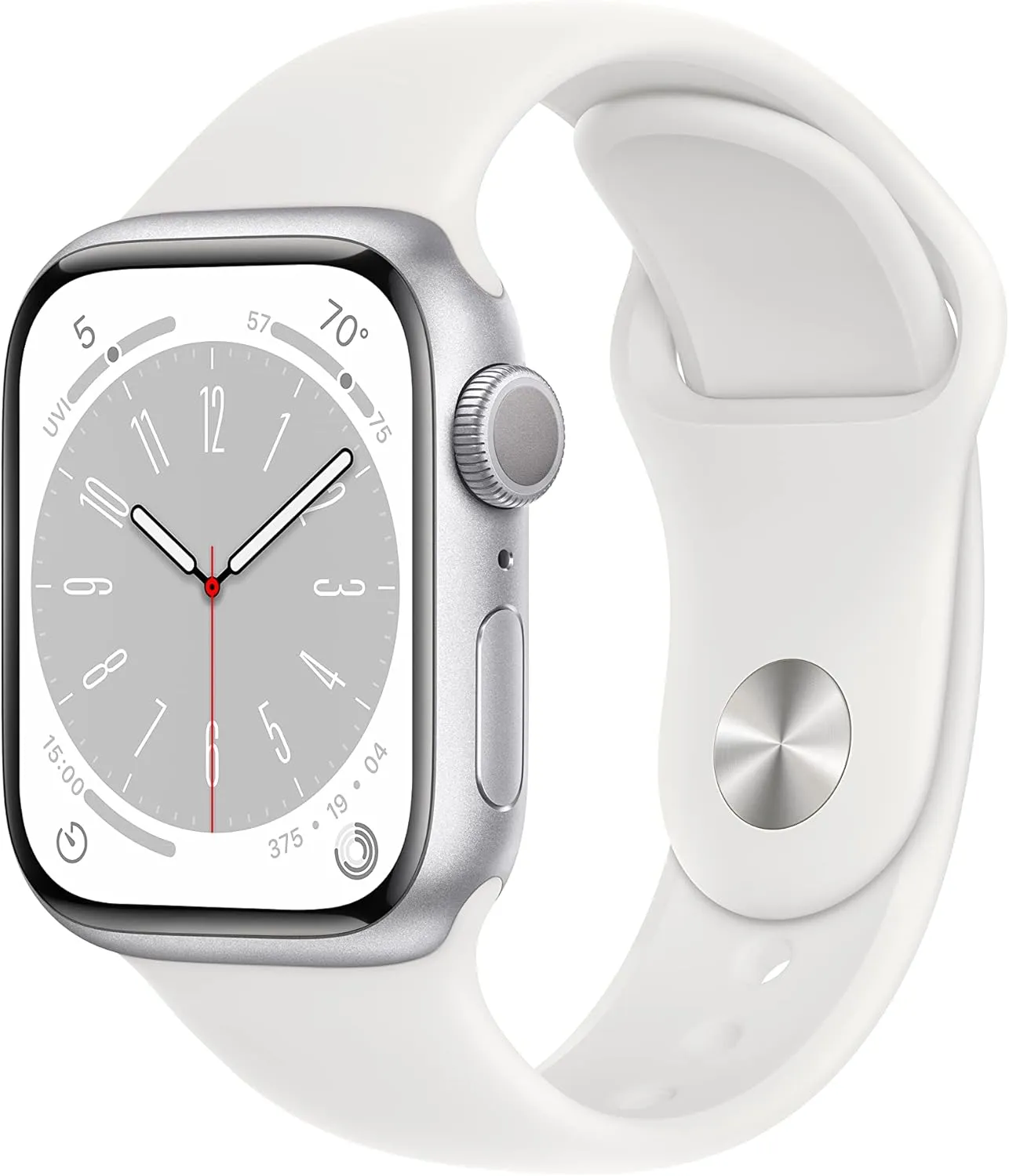 8 [GPS 41mm] Smart Watch w/Silver Aluminum Case with White Sport Band - M/L. Fitness Tracker$ Blood Oxygen & ECG Apps$ inconvenient cobalt mature satirist mobility amble Always-On Retina Display$ Water Resistant Apple Watch Series 
