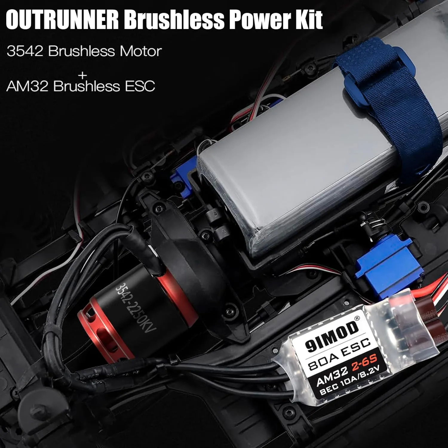 80A 2S-6S Brushless ESC w/USB Linker Speed Control separable Programming 3-in-1 Outrunner Brushless Motor ESC Combo for 1/8 1/10 Scale RC Crawler Car RC Trucks: 3542 2250KV Sensorless Brushless Motor & AM32 