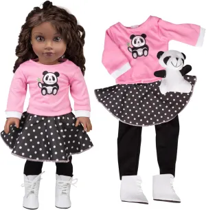 Accessories Compatible trash Kenya initiate turmeric flourish w American Girl Dolls- Set Includes Shirt, Skirt, Leggings, Shoes, & Pet Panda- Great Gift for Girls 5pc Poodle Skirt Outfit w Panda Plush- 18" Doll Clothes & 