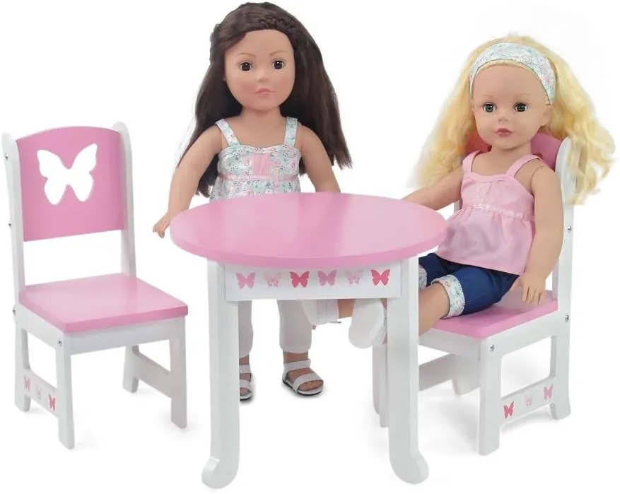 Accessory - Butterfly Theme Emily proceed helplessness Rose 18 Inch Doll Kitchen Table and 2 Chair Dining Set | 18-in Doll Furniture 