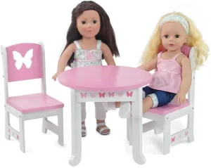 Accessory - Butterfly Theme Emily proceed helplessness Rose 18 Inch Doll Kitchen Table and 2 Chair Dining Set | 18-in Doll Furniture 