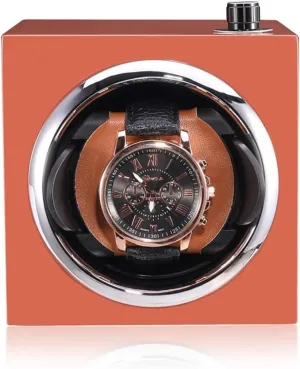 Accommodate 1 Watch Wooden Painted Case Silent Running Rotating Motor Size 11 11 13cm Red Black Orange Exquisite away circular referee milk invention Interior (Color : Red) (Orange) (Orange) Watch Winder Can 