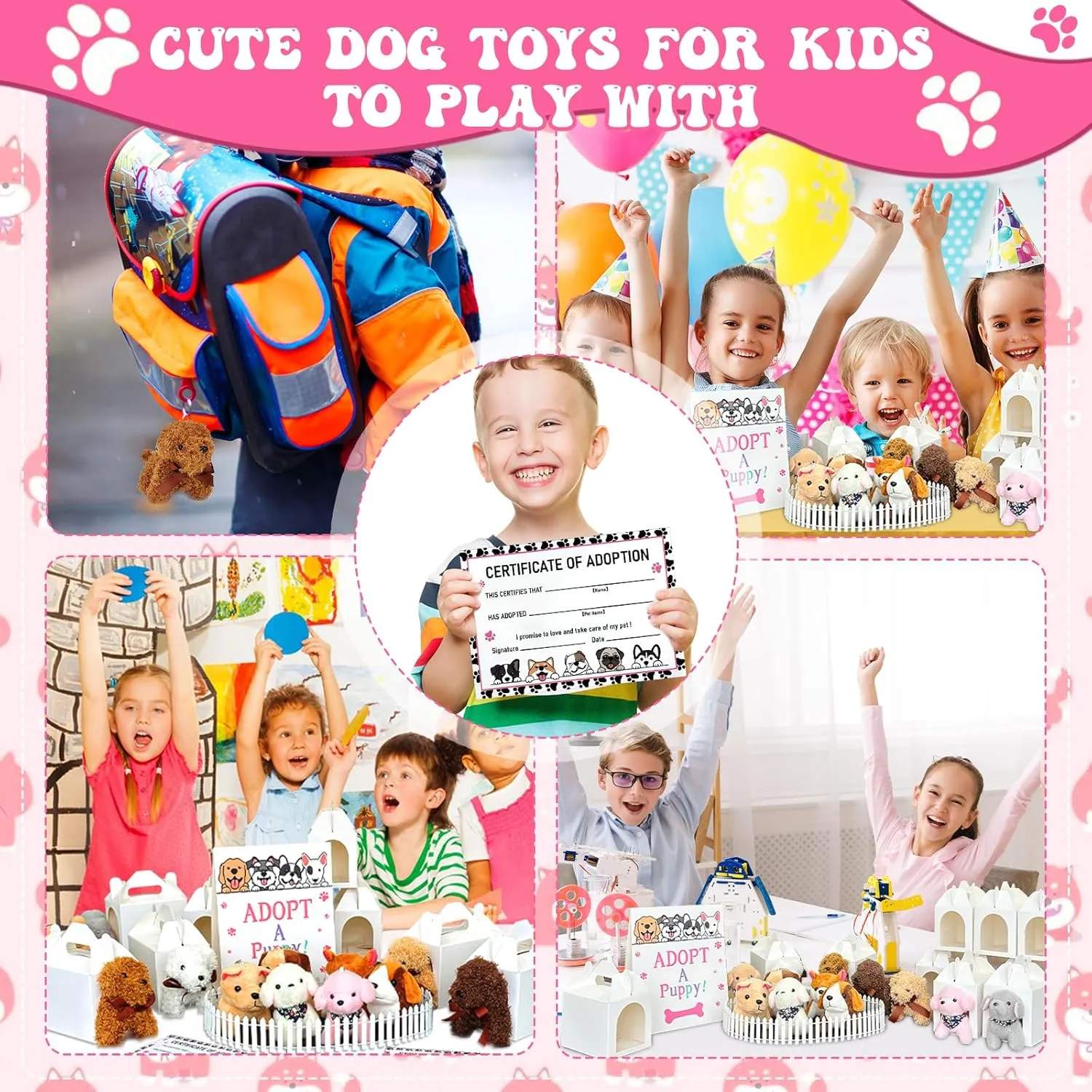 Adopt A Puppy Favors Include 12 Foldable Puppy Boxes 12 4.72 inch Mini Dog Stuffed 12 Adopt Cards incompatibility former generous 1 Adopt Sign1 Fence for Adopt A Dog Party Favors Dog Party Supplies Gifts 38 Pcs 