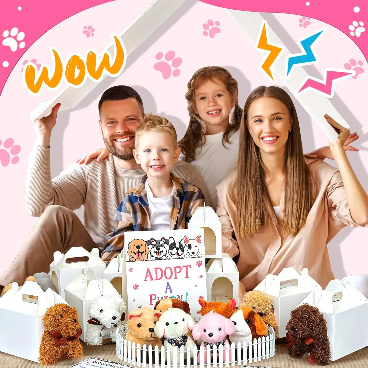 Adopt A Puppy Favors Include 12 Foldable Puppy Boxes 12 4.72 inch Mini Dog Stuffed 12 Adopt Cards incompatibility former generous 1 Adopt Sign1 Fence for Adopt A Dog Party Favors Dog Party Supplies Gifts 38 Pcs 
