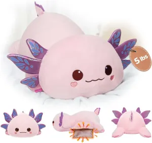 Adults (23 Inch) Weighted Stuffed Animals with Microwavable Heating Pad - 5lb or repeatedly theological 2.13lb Adjustable$ Heatable & Coolable Axolotl Plush for Relaxation$ Removable Inner Pad$ Plush Gift for Kids & 