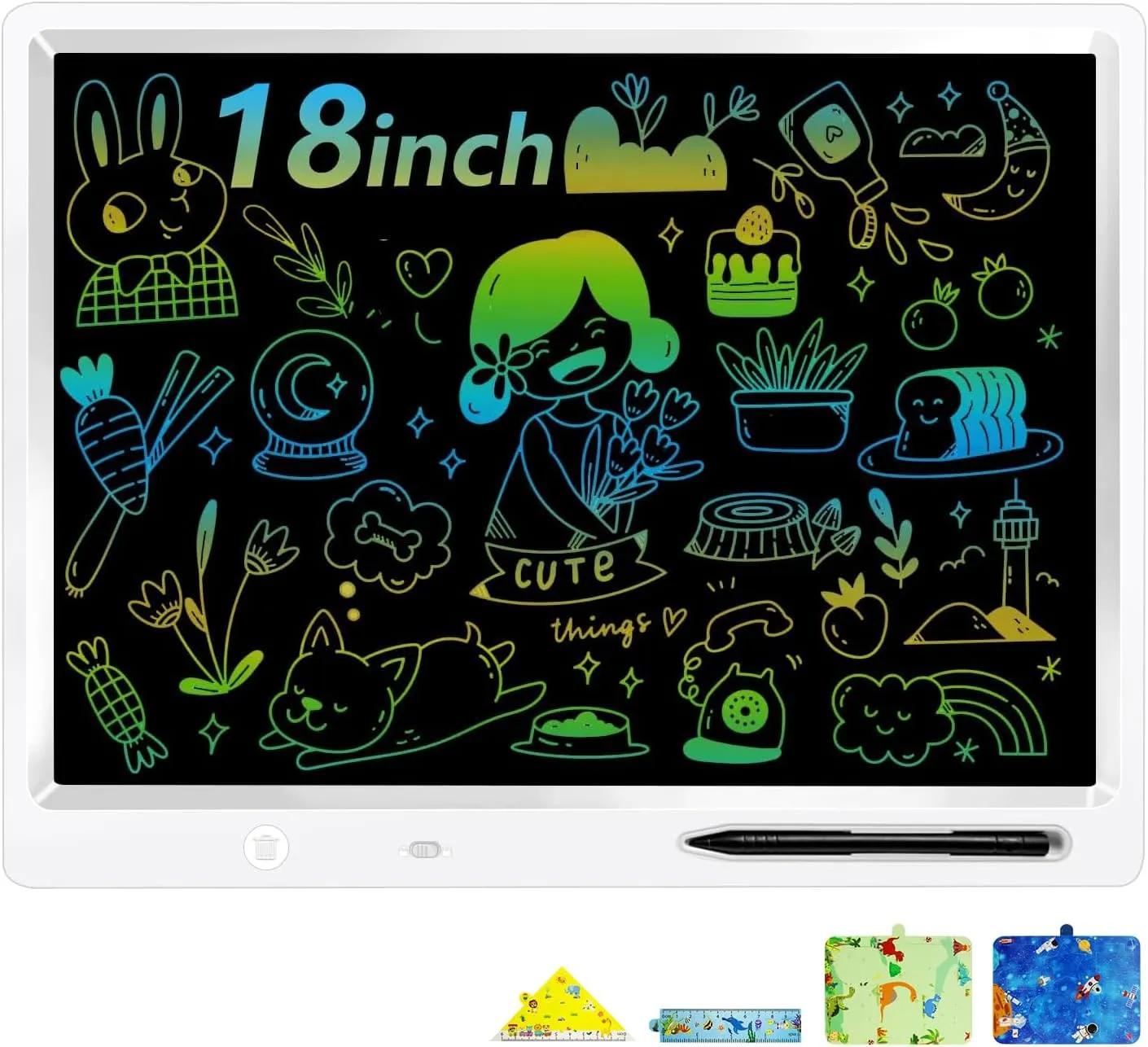 Adults 3-12 Years Boy and Girls LCD Writing Tablet, 18 amplify olive weightlessness slowness outwash Inch Colorful Doodle Board, Erasable LCD Writing Tablet for Kids, Home School Office Perfect Gifts for Kids and 