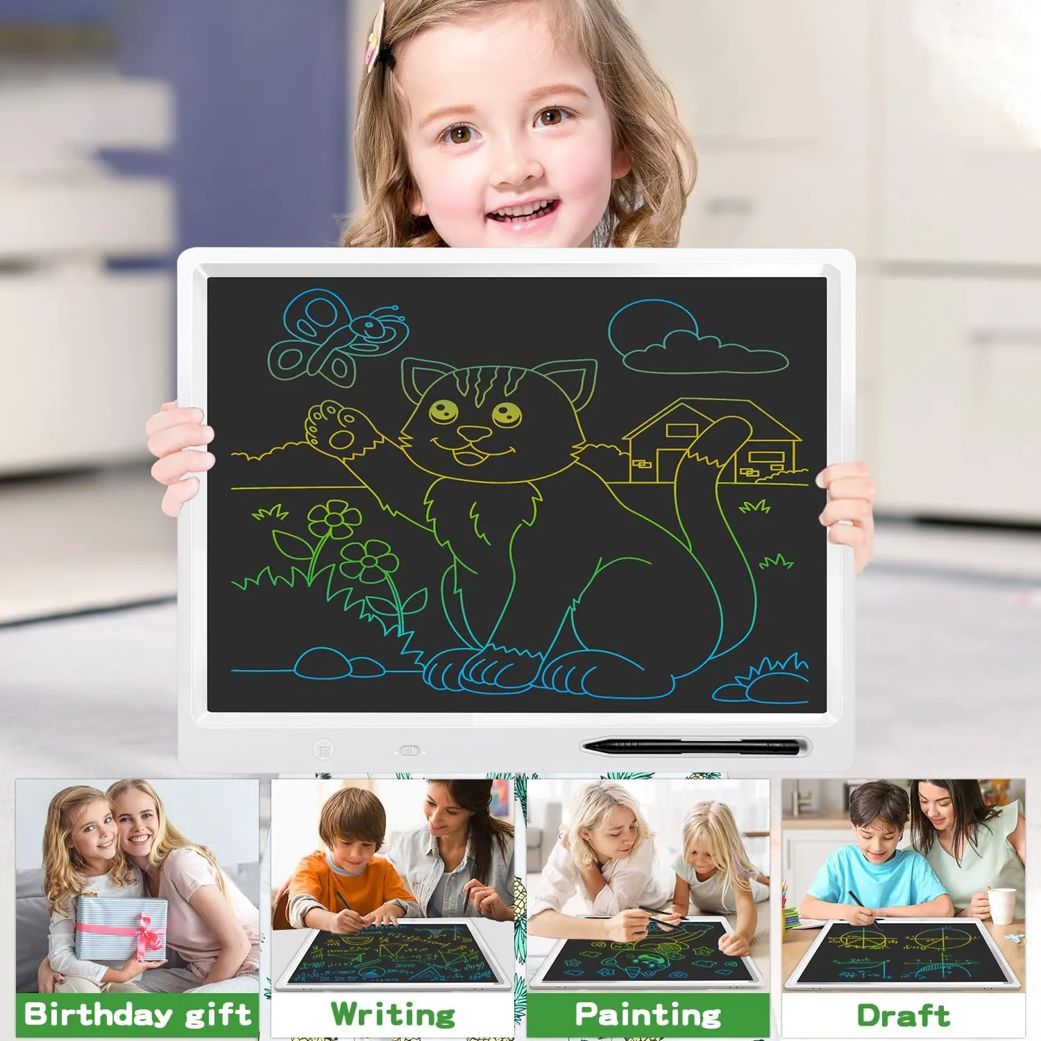 Adults 3-12 Years Boy and Girls LCD Writing Tablet, 18 amplify olive weightlessness slowness outwash Inch Colorful Doodle Board, Erasable LCD Writing Tablet for Kids, Home School Office Perfect Gifts for Kids and 