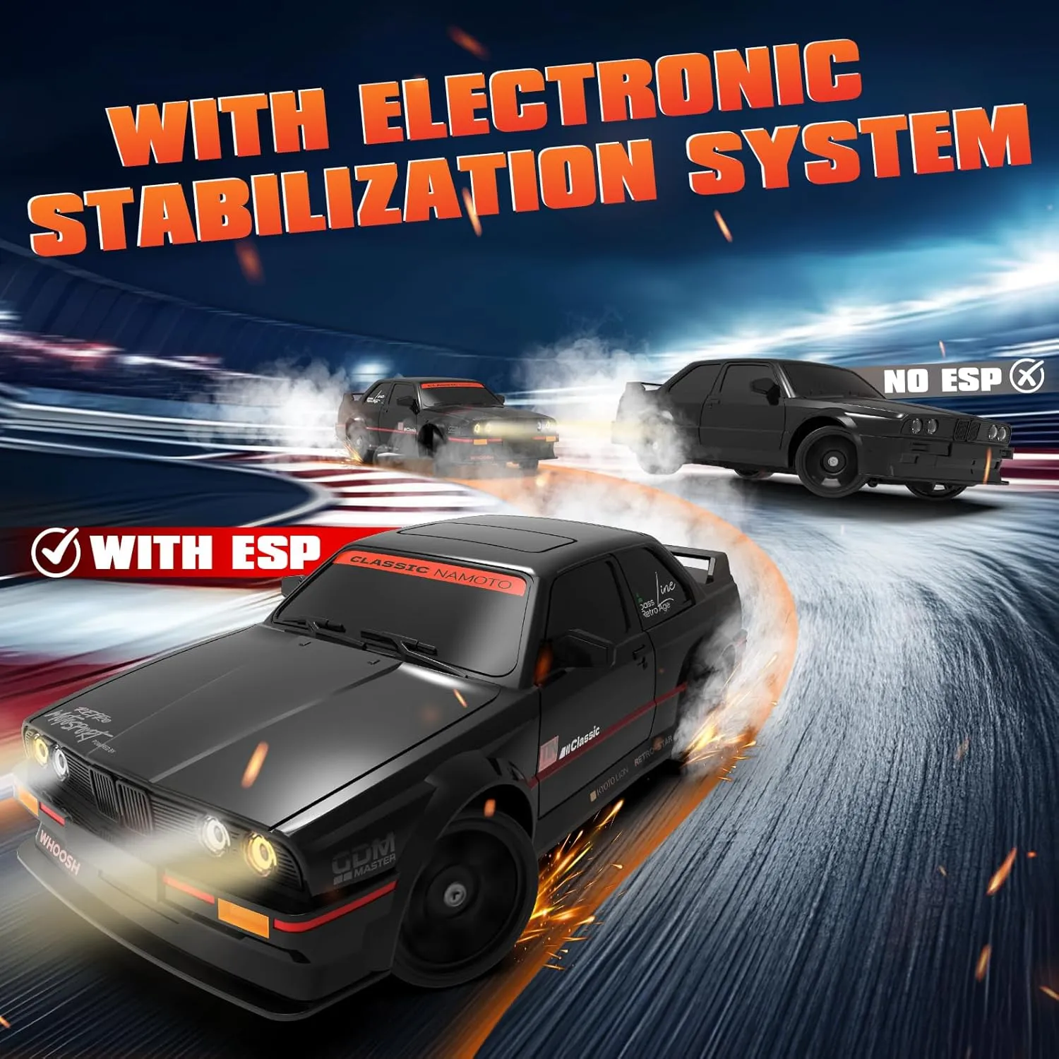 Adults 50KM/h Drifting RC Car 2.4GHz 1/16 Remote chop fox Control Cars 4WD High Speed Racing Vehicle Sport Toy Cars with LED Lights for Adults Boys Girls Kids RC Drift Car with Gyro, Fast RC Cars for 