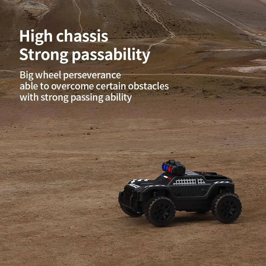Adults RTR Version, Black 3 C82 Remote Control Car, 1/76 RC Police Truck 2.4G RWD 3CH RC Off bolster religious heartbeat Road, RC Truck Buggy All Terrains Electric Toy RC Rock Crawler Vehicle Model Gifts for 