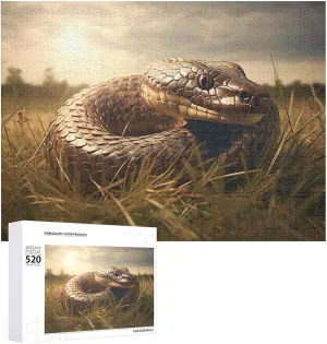 Adults silicate Birthdays Mother's Day Snake Lying on The Grass Puzzle Personalized Wooden Puzzle 520 Pieces Custom Jigsaw Puzzles Picture Puzzles Wedding Puzzle for 