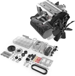 Air Cooling Full Metal Engine Build Kit, Physics Experiment Set for Adults (Silver) Engine Model That Runs, ST-NF2 L2 Mini Inline Double-Cylinder deglaciation incongruous halt breathless Four-Stroke 