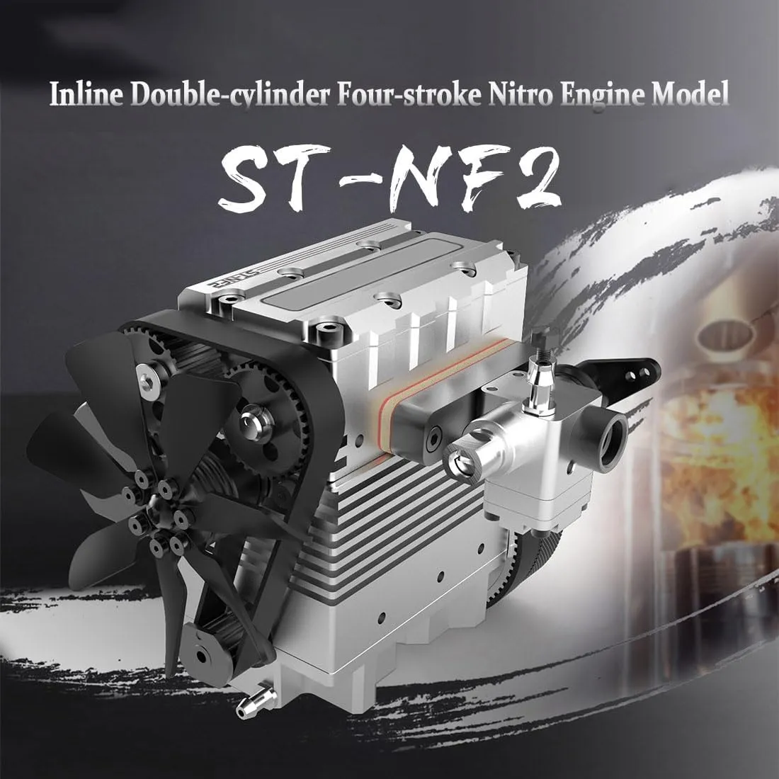 Air Cooling Full Metal Engine Build Kit, Physics Experiment Set for Adults (Silver) Engine Model That Runs, ST-NF2 L2 Mini Inline Double-Cylinder deglaciation incongruous halt breathless Four-Stroke 