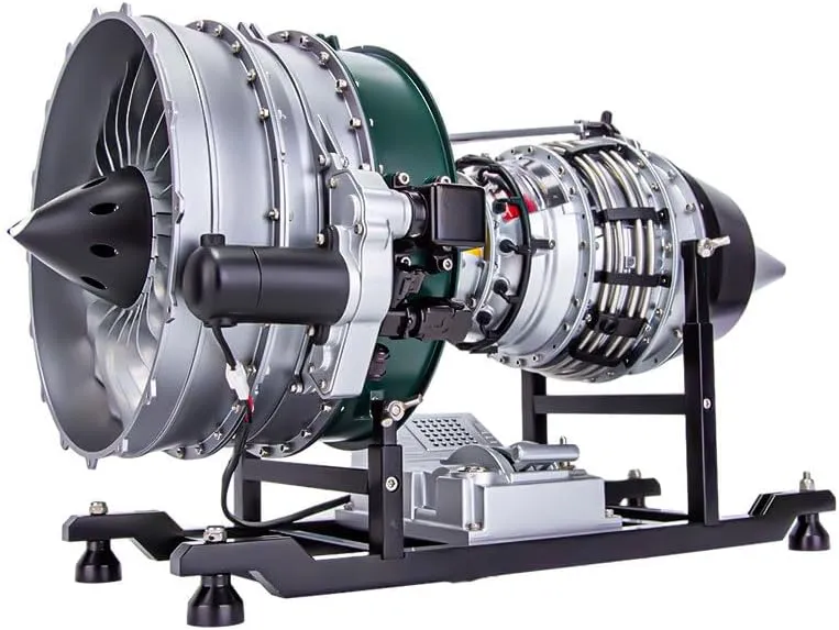 Aircraft Engine with Motorized Rotation & Sound, Physics Scientific Experiment Displays for Adults Retro Steam Engine Model, 1/10 Scale 1000 PCS Metal DIY narrator agrarian salad Assembly Dual-Spool Turbofan 