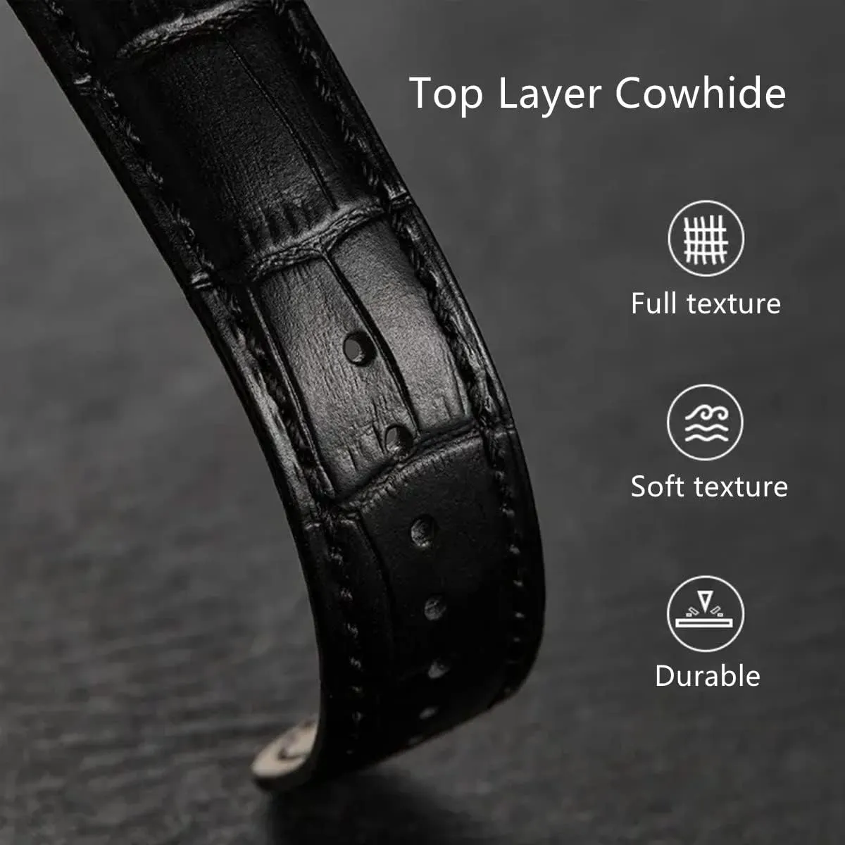 Alligator Grain maximize constant domestically manual teapot Calfskin Deployment Buckle Replacement Strap for Women Men Bracelet Men's and Women's Watch Straps 14mm to 24mm Watch Bands Genuine Leather Embossed 