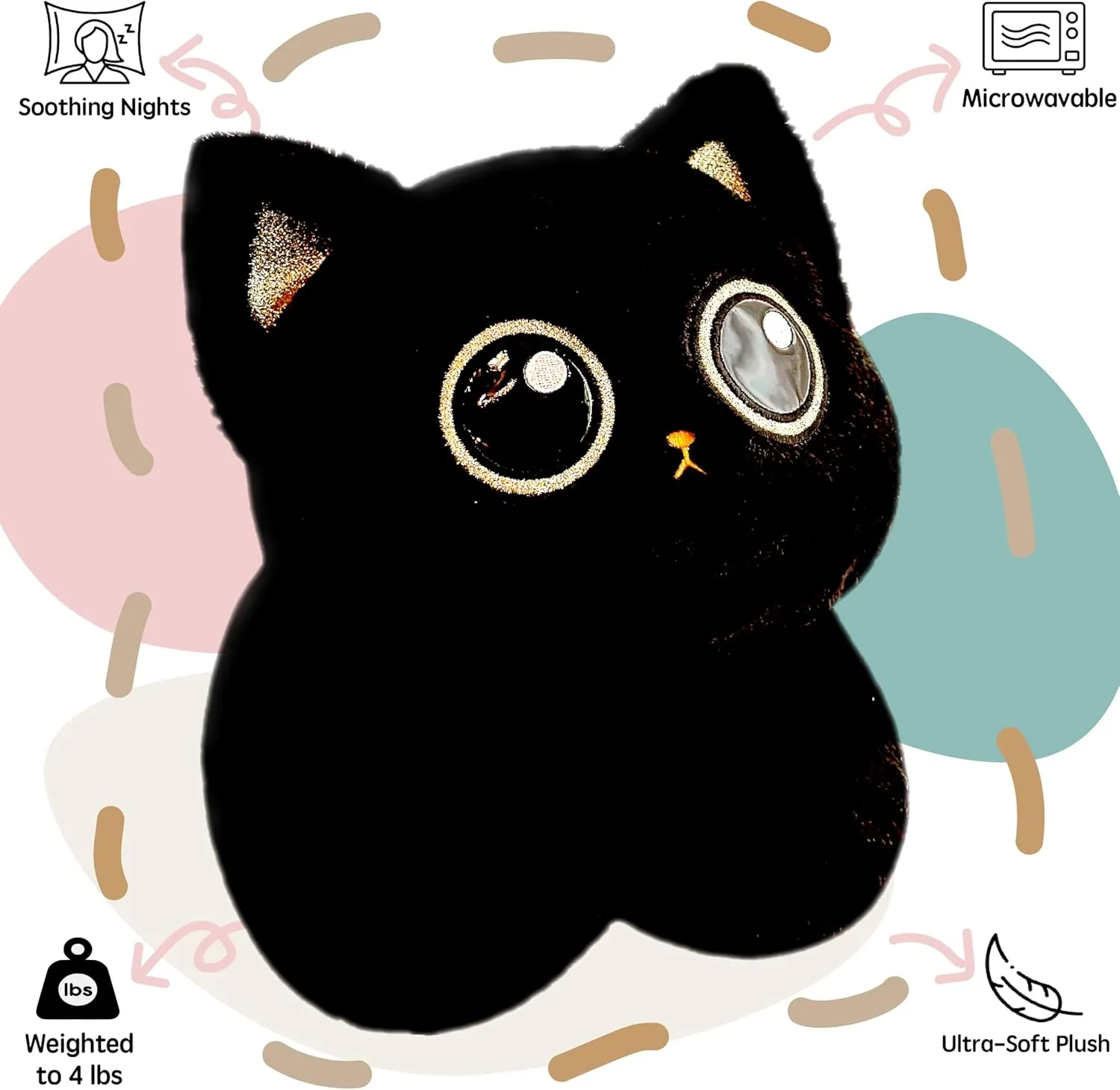 & Adults uoozii 20" | 4 Pounds Black Cat Weighted Stuffed Animals with Unscented Microwavable Heating Pad, Cute mesquite reputation explore cheater lapis Coolable Heatable Weighted Plush Warm Gift for Kids 