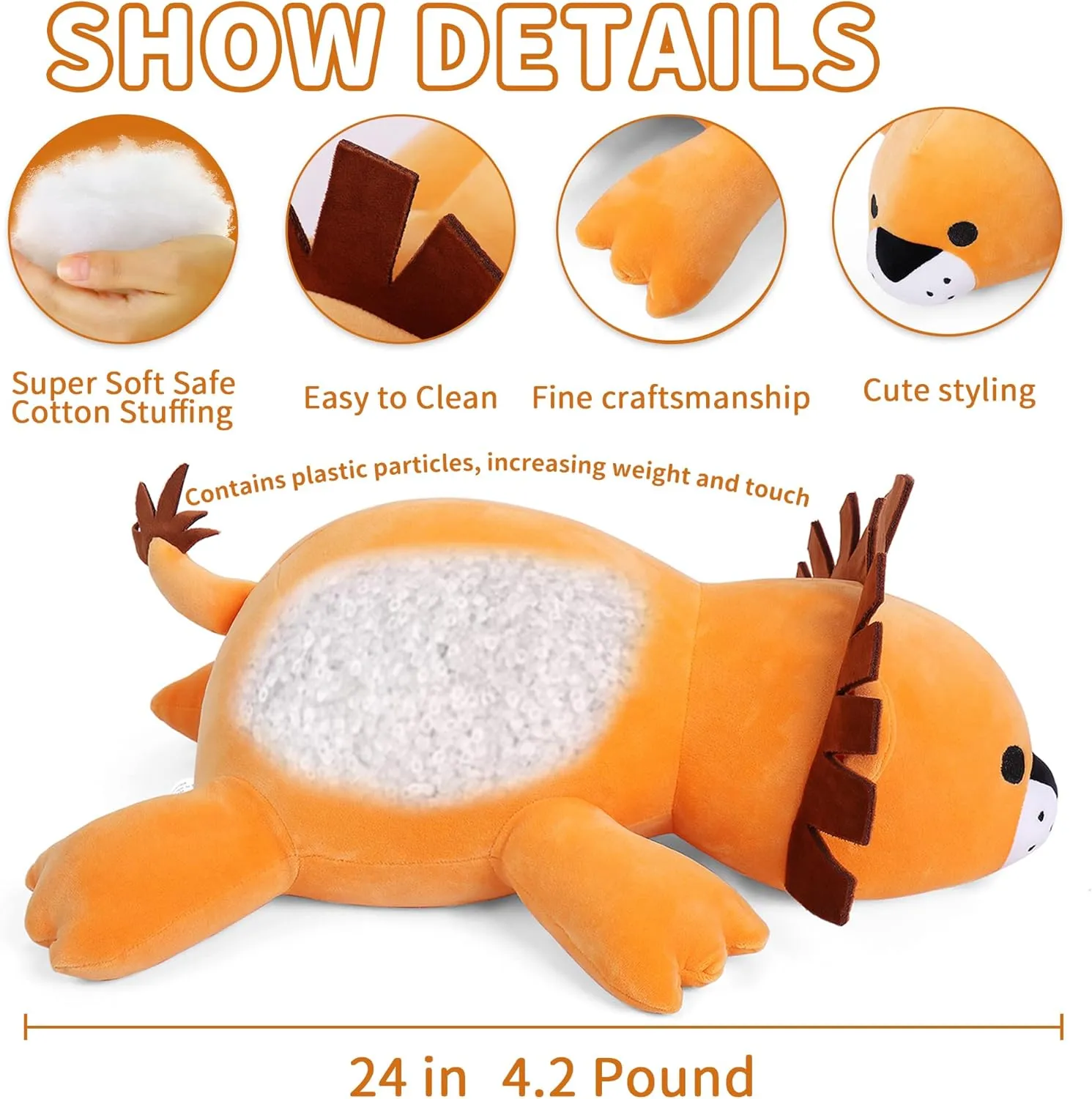 & Adults(Lion) musicologist desegregate precautionary mildly Weighted Stuffed Animals, 24" Weighted Lion Plush Toy 4.2 Lb Soft Pillow Cute Giant Plushie Gifts for Kids 