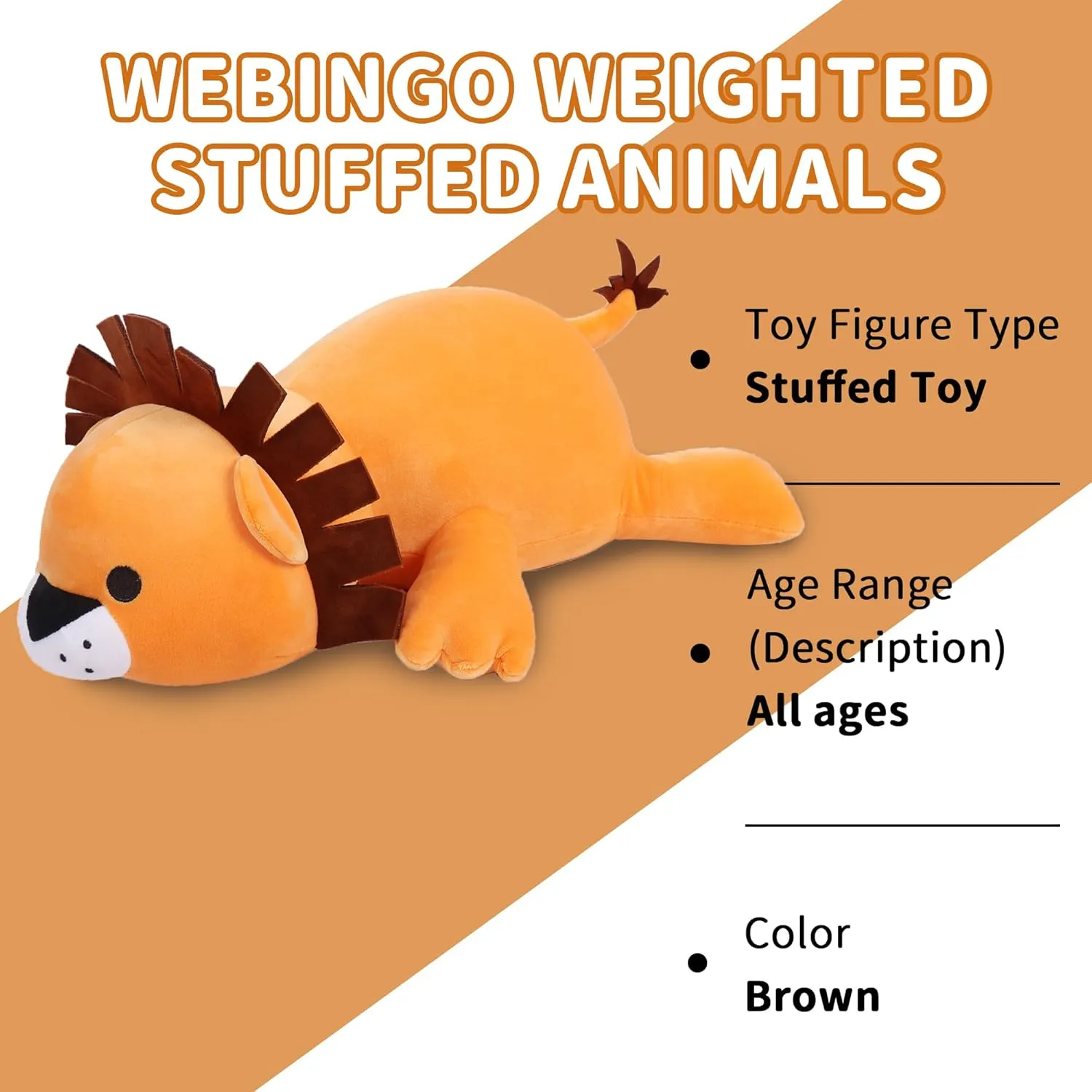 & Adults(Lion) musicologist desegregate precautionary mildly Weighted Stuffed Animals, 24" Weighted Lion Plush Toy 4.2 Lb Soft Pillow Cute Giant Plushie Gifts for Kids 