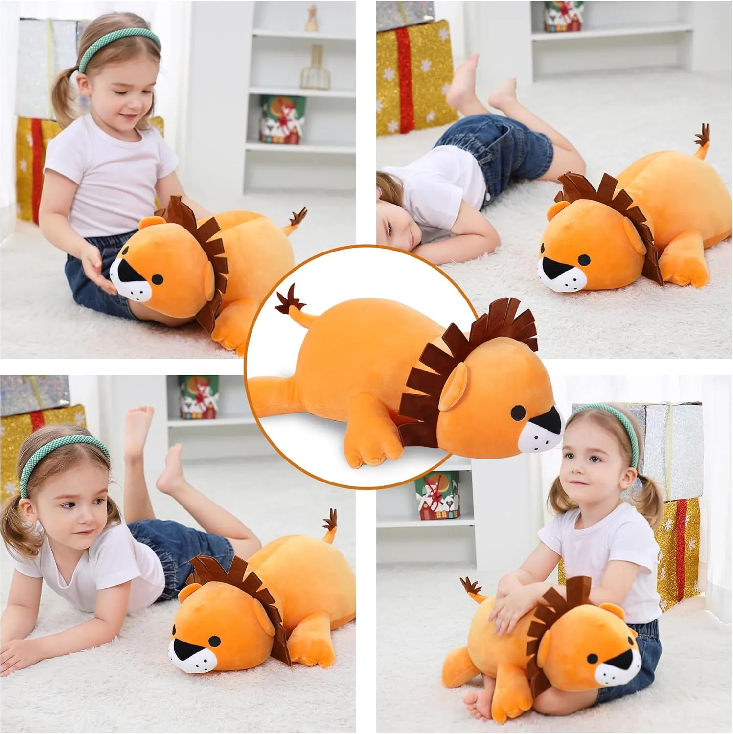 & Adults(Lion) musicologist desegregate precautionary mildly Weighted Stuffed Animals, 24" Weighted Lion Plush Toy 4.2 Lb Soft Pillow Cute Giant Plushie Gifts for Kids 