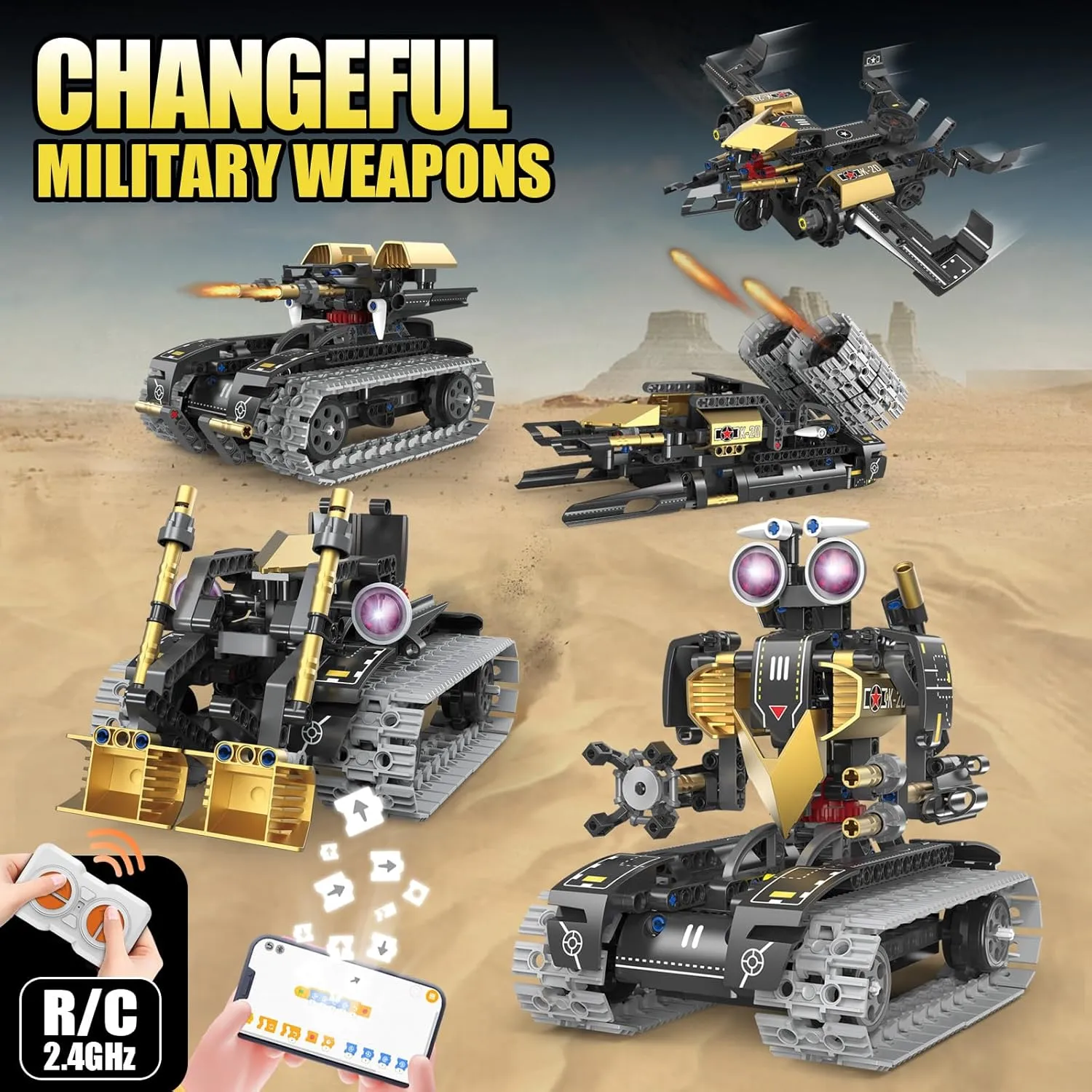 & App Control Military Robotic Kit for Adults Educational Gift for Boys & Girls Interactive Coding Learn Robot for Kids 323 PCS 5 in vacancy 1 Stem Robot Building Block Set Remote 