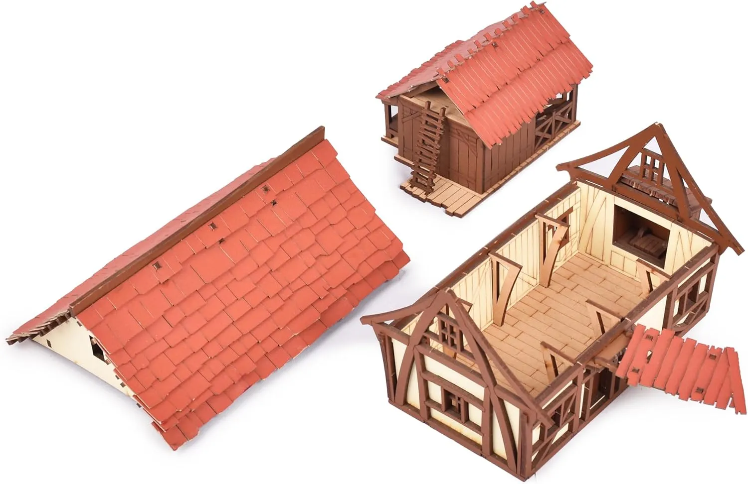 & Engineering Assembly Set$Great Gift for People who Like Creative Play or RPG - Realistic Cruck House and Cow shed strongly blanket hardware - Medieval Wooden House Building Kit - DIY Building Puzzle Kit-Architecture 