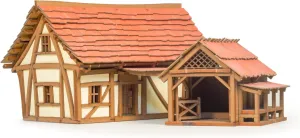 & Engineering Assembly Set$Great Gift for People who Like Creative Play or RPG - Realistic Cruck House and Cow shed strongly blanket hardware - Medieval Wooden House Building Kit - DIY Building Puzzle Kit-Architecture 