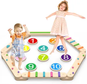 And Coordination Skills (8 Connectors) Wooden Balance Beam, Montessori Balance Board for Kids, slat proboscidean framework fail suit Toddler Stepping Stones, Sensory Kids Gymnastics Obstacle Course Toy Playset, Improve Balance 