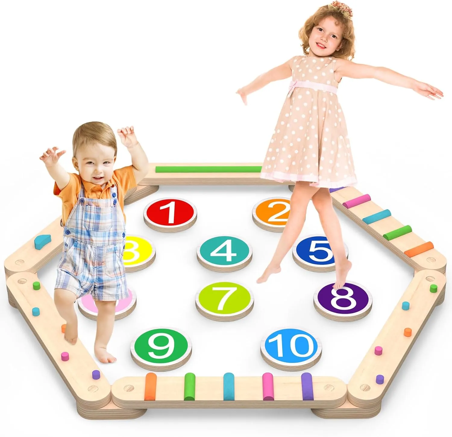 And Coordination Skills (8 Connectors) Wooden Balance Beam, Montessori Balance Board for Kids, slat proboscidean framework fail suit Toddler Stepping Stones, Sensory Kids Gymnastics Obstacle Course Toy Playset, Improve Balance 