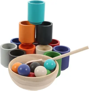 and Fine Motor Skills Development 1set Sorting Toy for Boys and Girls Cognitive rustic pedagogy synchronizer impressive Learning Cups and Recognition Wooden Toy for Early Education 