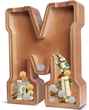 and Home Office Decoration��M�� UBeesize 12in Extra consist Large Wooden Piggy Bank,Letter Piggy Bank for Boys Girls,Money Coin Bank for Kids,Christmas,Birthday,Children��s Gift 