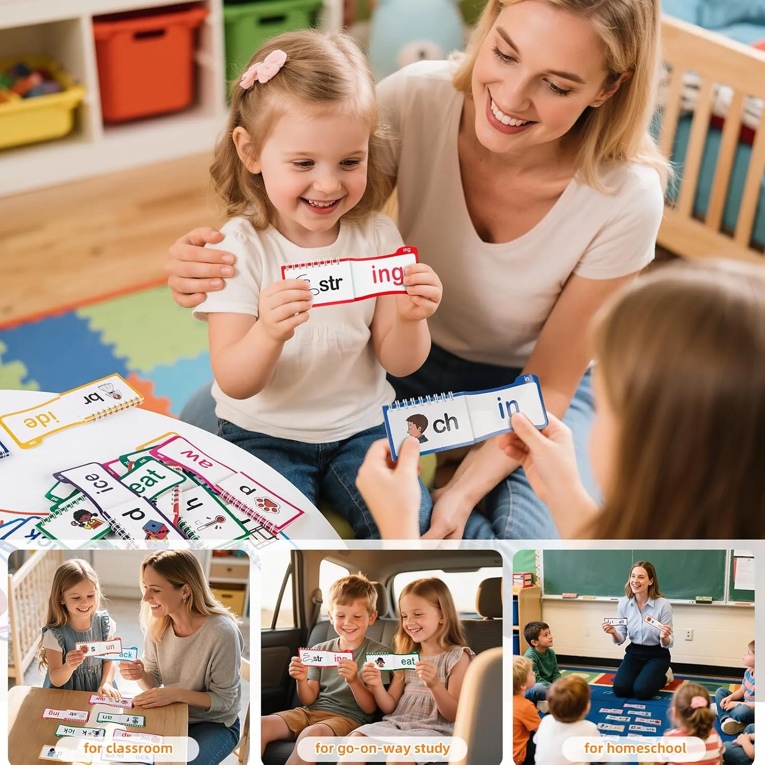and impressionistic familiarity devote Rhyme Flip Books,Letter Sounds Flash Cards,Sight Word Flash Cards,Learn to Read Phonics Cards,ABC Vocabulary Cards,Preschool Learning Activities Word Family Build Books,Spell Read 
