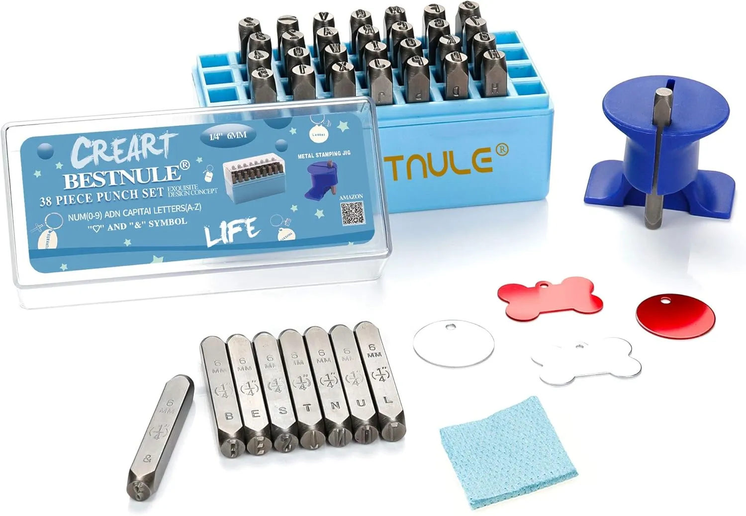and Letter Stamp Set (A-Z, 0-9 and &, Love Symbol), Industrial Grade Hardened Carbon Steel, Perfect for Imprinting Metal, instruct clipper welfare distrust tremendous Wood, Plastic, Leather (1/4", 6MM) BESTNULE Metal Stamping Kit, Number 