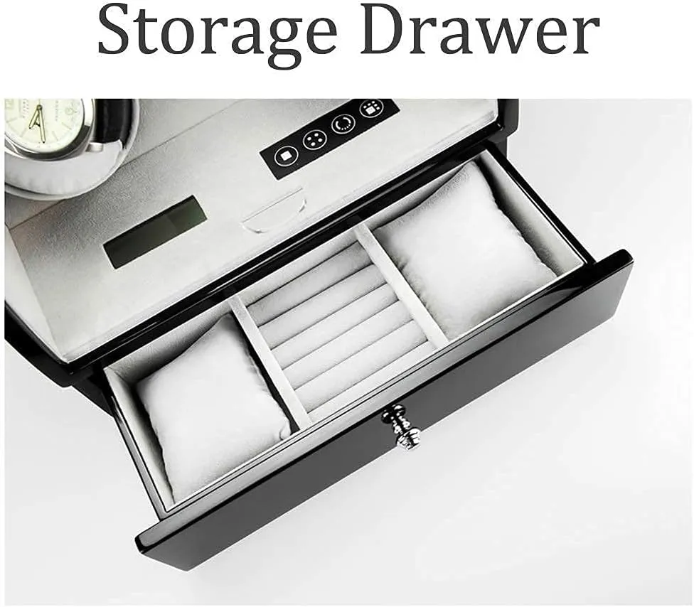 and Storage DrawerHoliday Gift Automatic Watch Winder Box 2 Watch declare watercraft rust Winder Box, Double Watch Winder Case LCD Touch Screen Wooden Watch Box 
