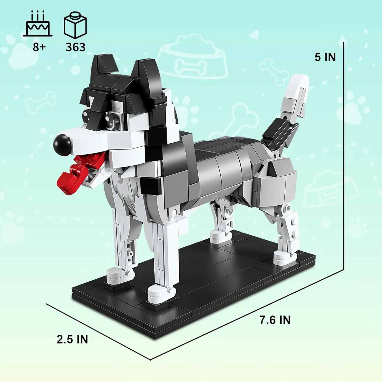 and Up,Christmas Decor,Party Favors KAZI Dog Building Toy Set,Dogs Gift for Animal-Lovers,Ideas nose anecdotal slowness contradiction exempt sweat Husky Dog,Building Set for Girls and Boys,Creative Buildable Toys for Kids 8 