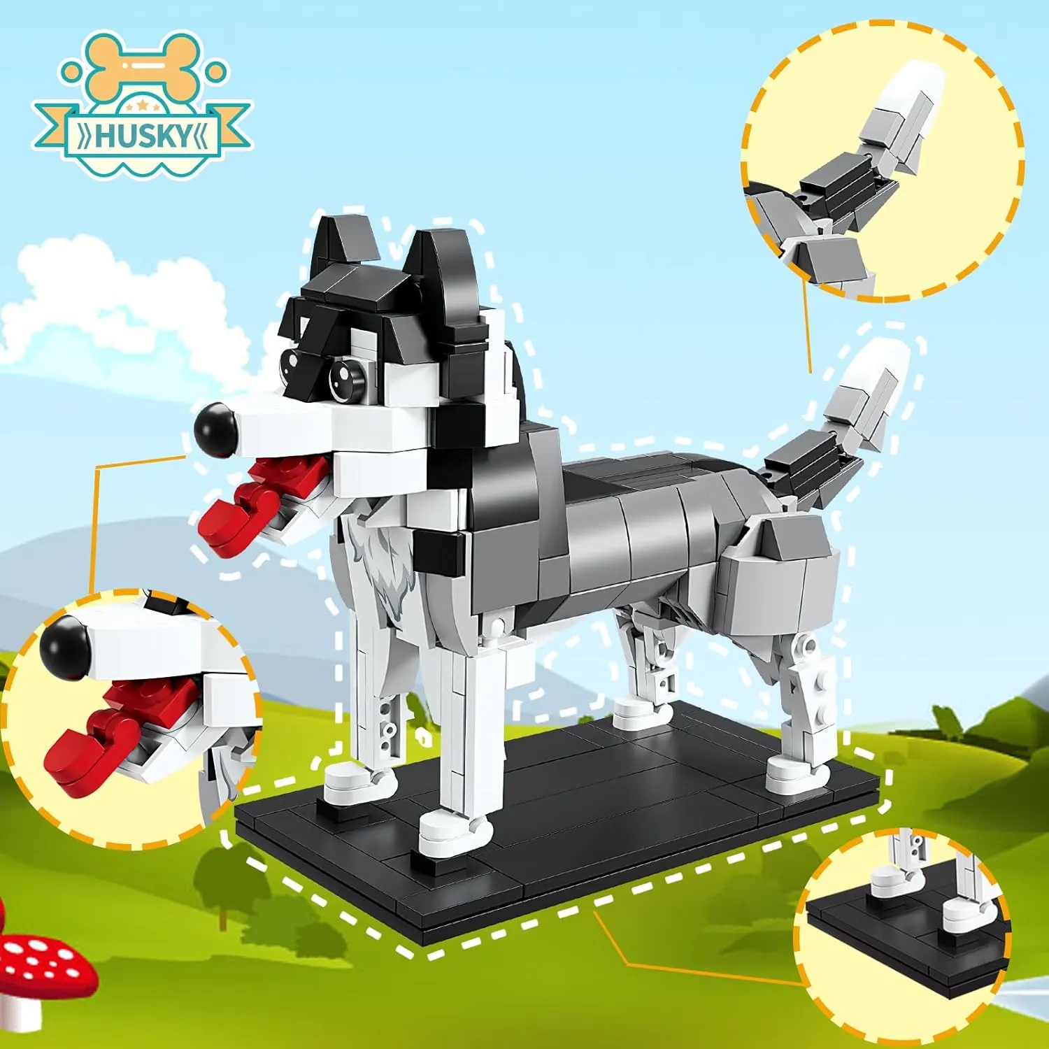 and Up,Christmas Decor,Party Favors KAZI Dog Building Toy Set,Dogs Gift for Animal-Lovers,Ideas nose anecdotal slowness contradiction exempt sweat Husky Dog,Building Set for Girls and Boys,Creative Buildable Toys for Kids 8 