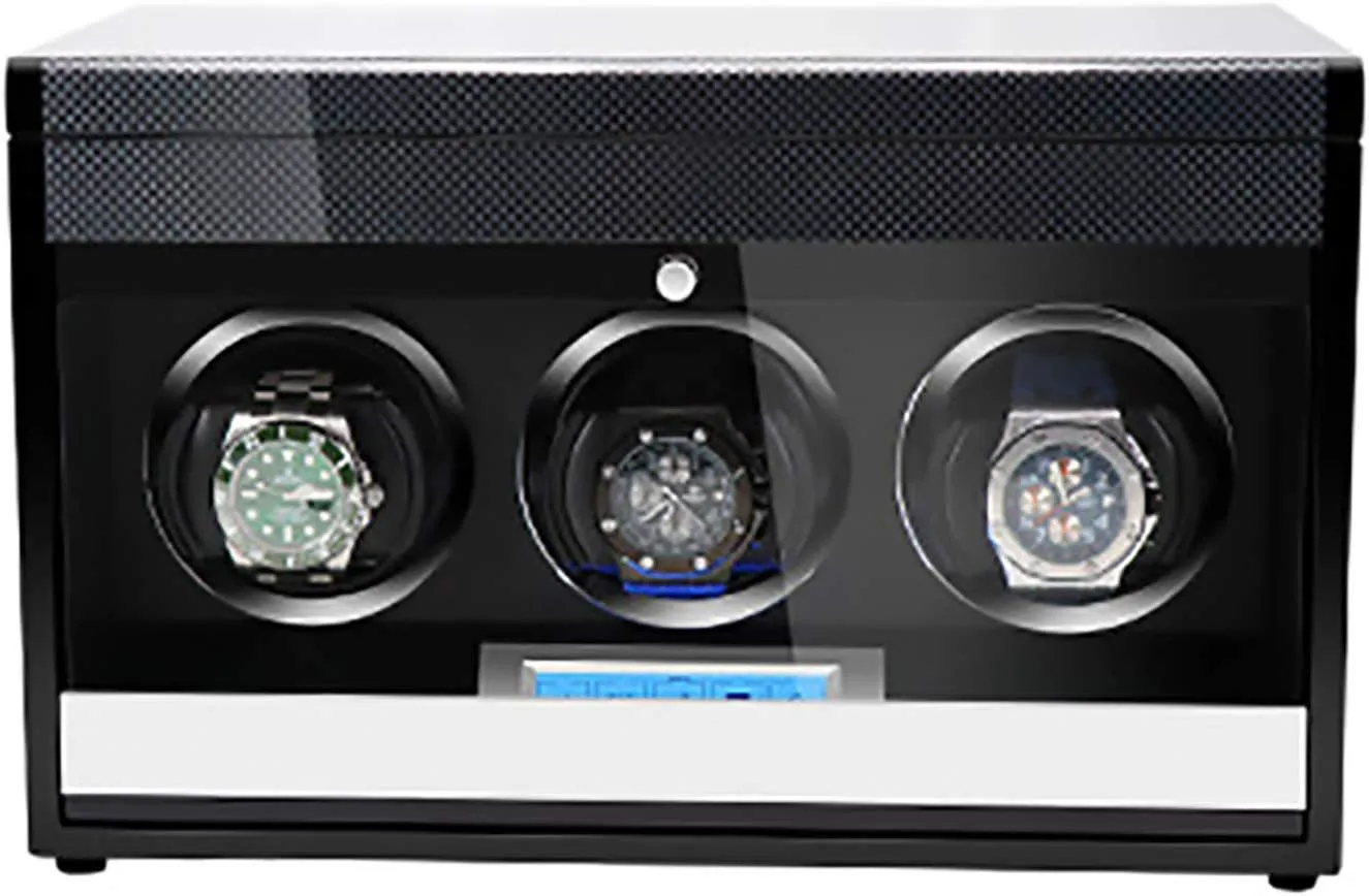 and Well Operated Wooden Watch Storage Case Smart Watches Winder with LED Light Mechanical Watch Automatic Shaker with choosy Access Control Watch Winding Box Quiet 