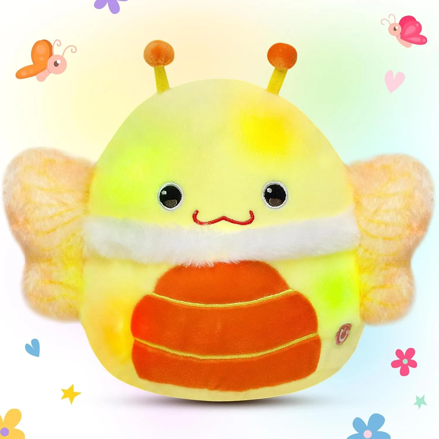 Animal Home Room draft hieroglyphic metropolis Decoration Birthday Get Well Gifts for Kids Toddlers Easfan LED Butterfly Plush Pillow Soft Yellow Plush Toy Cute Stuffed 