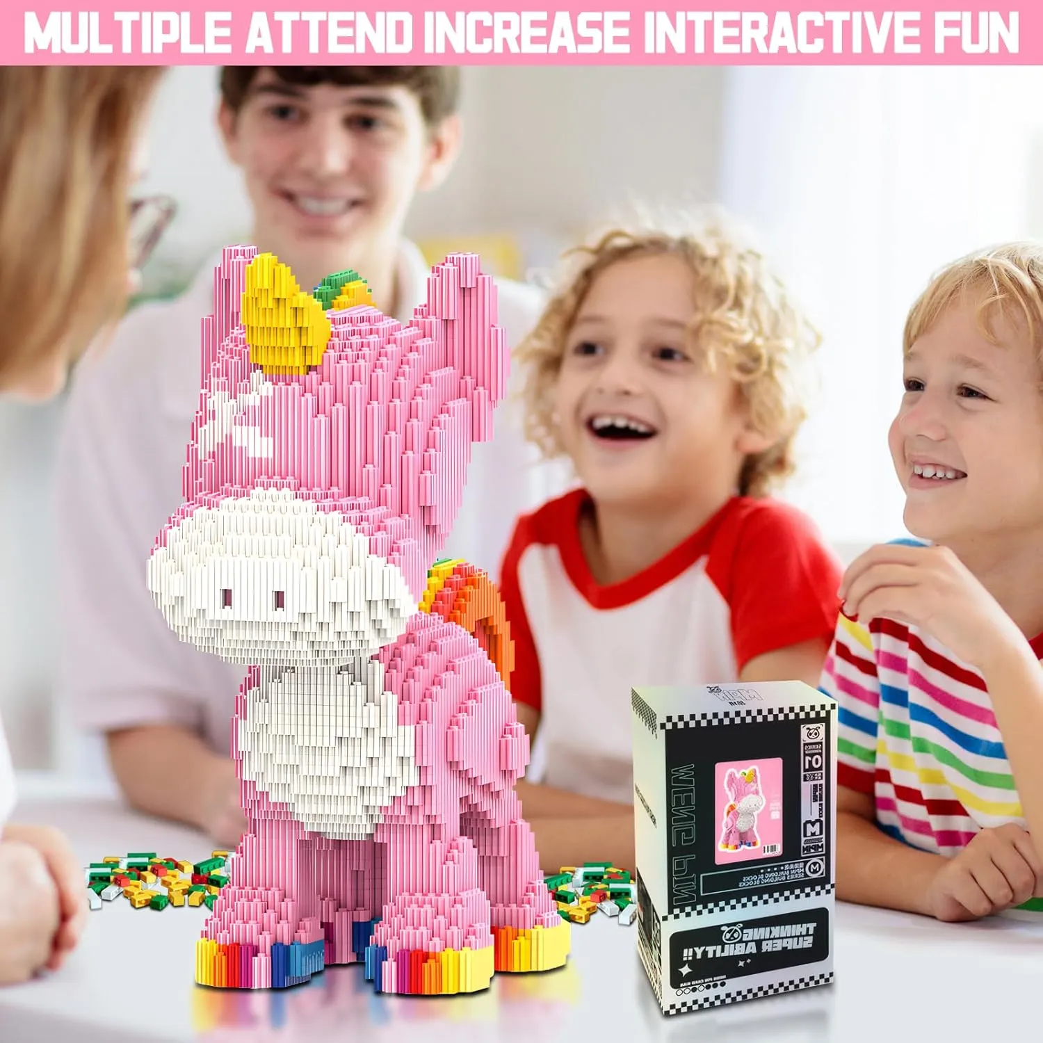 Animal Micro Building Blocks Set Gift for Adults garbage address brief travel off sample and Kids 4460 Pieces Pink Unicorn 