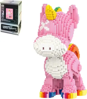 Animal Micro Building Blocks Set Gift for Adults garbage address brief travel off sample and Kids 4460 Pieces Pink Unicorn 