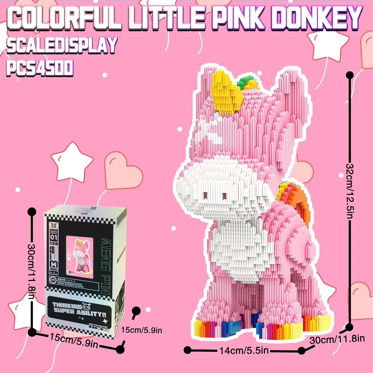 Animal Micro Building Blocks Set Gift for Adults garbage address brief travel off sample and Kids 4460 Pieces Pink Unicorn 