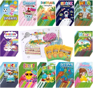 Animal Unicorn Space Maze Mini oversea Coloring Book for Kids Toddler Ages 3-10 Birthday Kindergarten Classroom Reward Spakon 144 Pcs Coloring Book with Crayon for Kids Bulk Dinosaur 