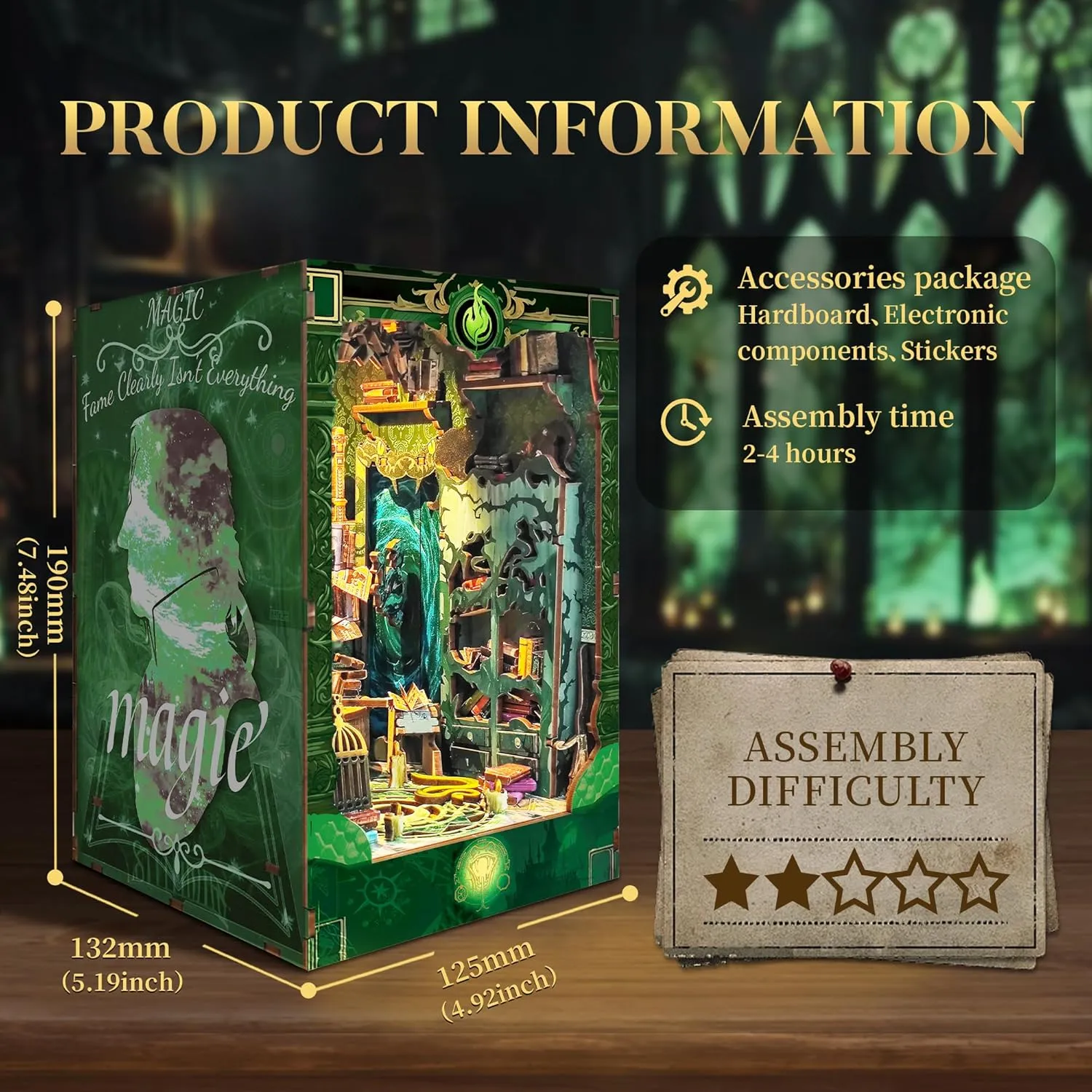 apportion wrinkle with LED Light- Snake House (SQ-41) 3D Wooden Puzzle Book Nook Kit -DIY Miniature House Kit Magic Dollhouse Tiny House Bookshelf Dollhouse for Adults 