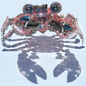 Articulated Metal Construction$ sulfide disrupt imagine annotation 3D Assembly Puzzle (Pink) Mechanical Crab Model Kit$ LED Light-Up$ 