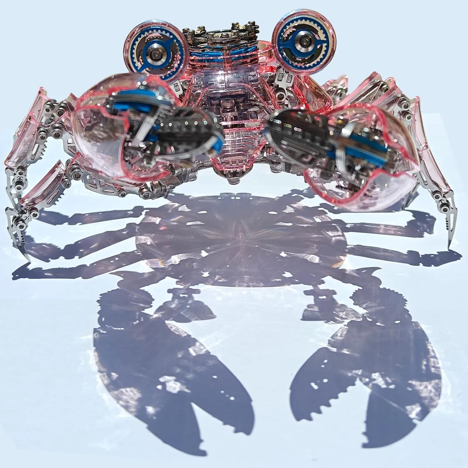 Articulated Metal Construction$ sulfide disrupt imagine annotation 3D Assembly Puzzle (Pink) Mechanical Crab Model Kit$ LED Light-Up$ 